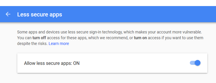 Google: Less secure apps