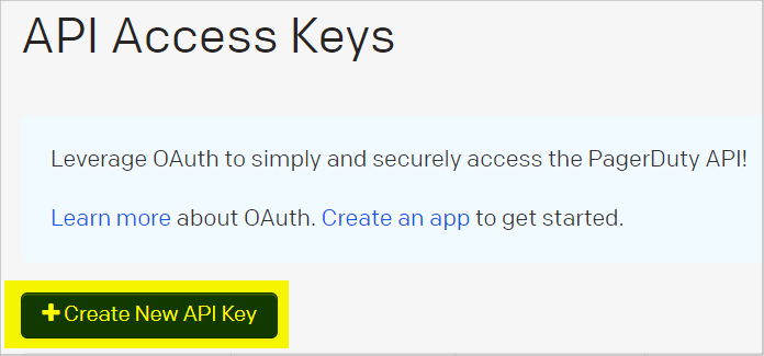 New API Key button