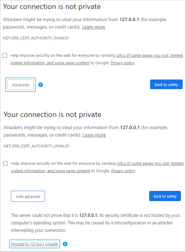 SSL certificate warning in Google Chrome